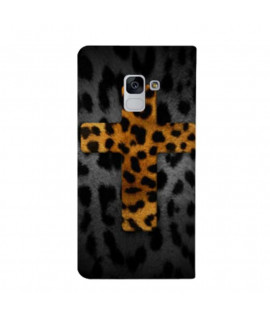 Etui rabattable portefeuille CROIX LEOPARD pour SAMSUNG GALAXY J6 2018