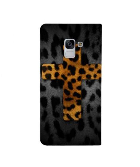 Etui rabattable portefeuille CROIX LEOPARD pour SAMSUNG GALAXY J6 2018