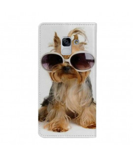 Etui rabattable portefeuille FUNNY DOG pour SAMSUNG GALAXY J6 2018