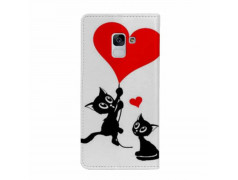 Etui rabattable portefeuille LOVE CAT pour SAMSUNG GALAXY J6 2018
