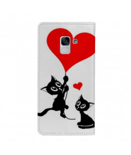 Etui rabattable portefeuille LOVE CAT pour SAMSUNG GALAXY J6 2018