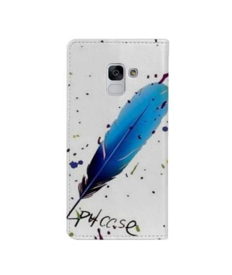 Etui rabattable portefeuille PLUME BLEUE pour SAMSUNG GALAXY J6 2018