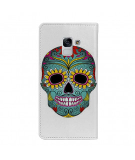 Etui rabattable portefeuille MEXICAN SKULL pour SAMSUNG GALAXY J6 2018