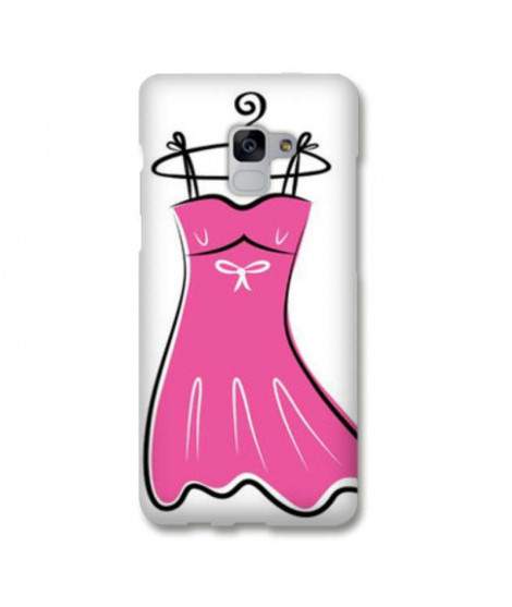 Etui rabattable portefeuille PETITE ROBE ROSE pour SAMSUNG GALAXY J6 2018