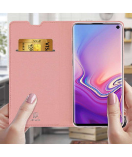 Etui portefeuille magnetique OR ROSE SAMSUNG GALAXY S10