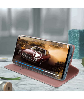 Etui portefeuille magnetique OR ROSE SAMSUNG GALAXY S10