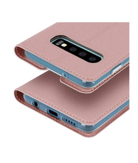 Etui portefeuille magnetique OR ROSE SAMSUNG GALAXY S10+