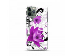 Coque silicone fleur mauve pour iPhone 11