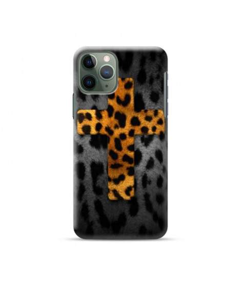 Coque silicone croix leopard   pour iPhone 11 Pro