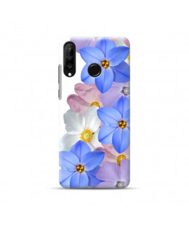 Coque souple  fleurs bleues en gel pour HUAWEI P30 Lite