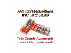 2 PILES RECHARGEABLES Ni-MH 1,2 V  AAA 900 mAh