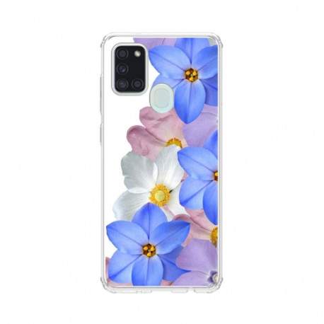 Coque souple samsung A21S Fleur bleue en gel