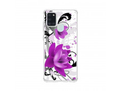 Coque souple samsung A21S Fleur mauve en gel