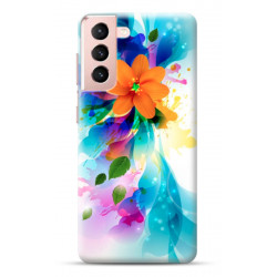 Coque Souple fleur orange en gel pour SAMSUNG GALAXY S21