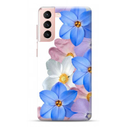 Coque Souple fleur bleue en gel pour SAMSUNG GALAXY S21