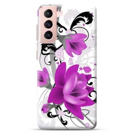 Coque Souple fleur mauve en gel pour SAMSUNG GALAXY S21