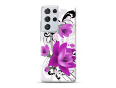 Coque Souple Fleur Mauve en gel pour SAMSUNG GALAXY S21 Ultra