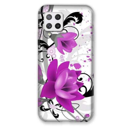 Coque souple SAMSUNG A42 Fleurs mauves