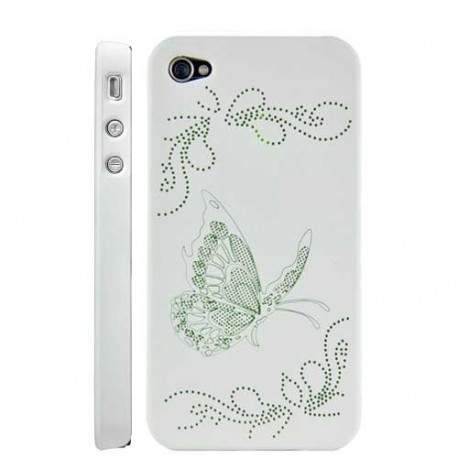 Coque PAPILLON verte et blanche pour iphone 4