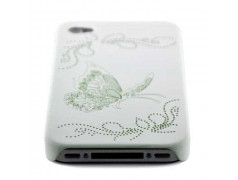 Coque PAPILLON verte et blanche pour iphone 4