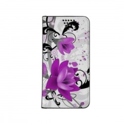 Etui portefeuille Fleur mauve pour iPhone 14