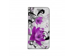 Etui portefeuille Fleurs mauves pour iPhone 14 Pro MAX