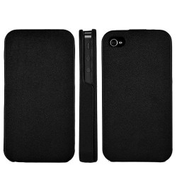 Etui cuir lisse noir pour Iphone 4 et 4s