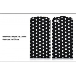 Etui cuir POIS noir et blanc pour Iphone 4 et 4S