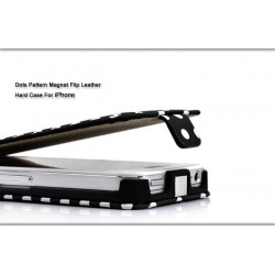 Etui cuir POIS noir et blanc pour Iphone 4 et 4S