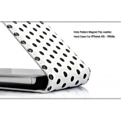 Etui cuir POIS blanc et noir pour Iphone 4 et 4S