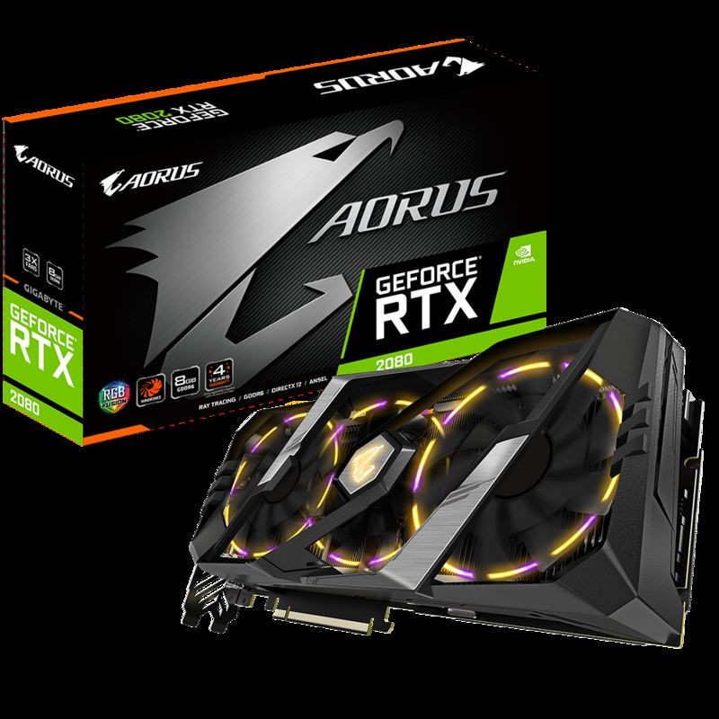 Gigabyte RTX 2080 Version Aorus boostee en Mhz 8 Go GDDR6 reconditionnee 450
