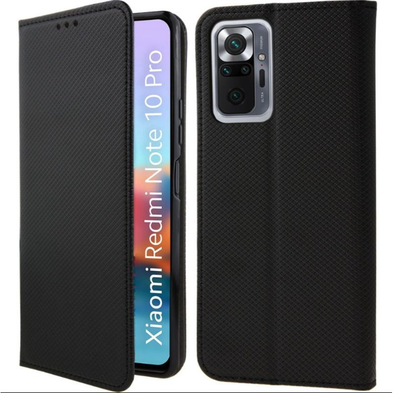 Etui portefeuille noir pour Xiaomi Redmi note 10 Pro