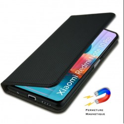 Etui portefeuille noir pour Xiaomi Redmi note 10 Pro