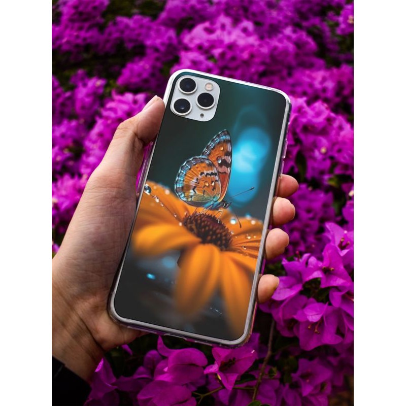 Coque Flower butterfly en gel pour iPhone 15 Pro max