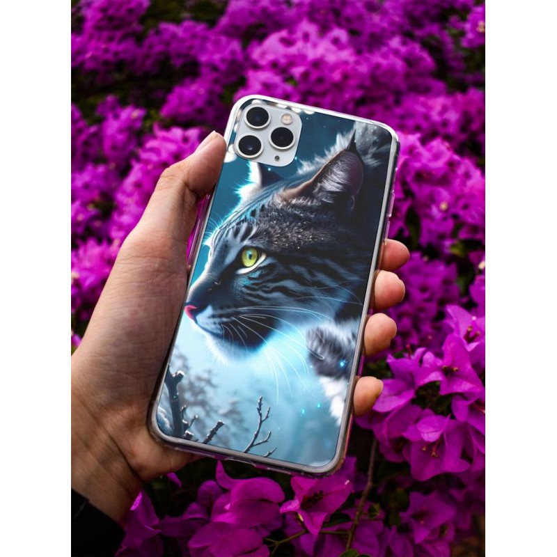 Coque Snow cat en gel pour iPhone 15 Pro max