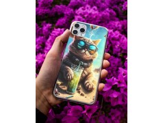 Coque Cocktail cat en gel pour iPhone 15 Pro max