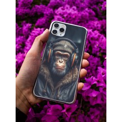 Coque singe music en gel pour iPhone 15 Pro max