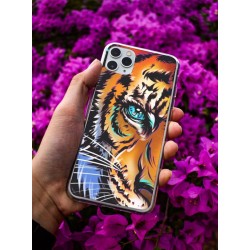 Coque Tigre yeux bleus en gel pour iPhone 15 Pro