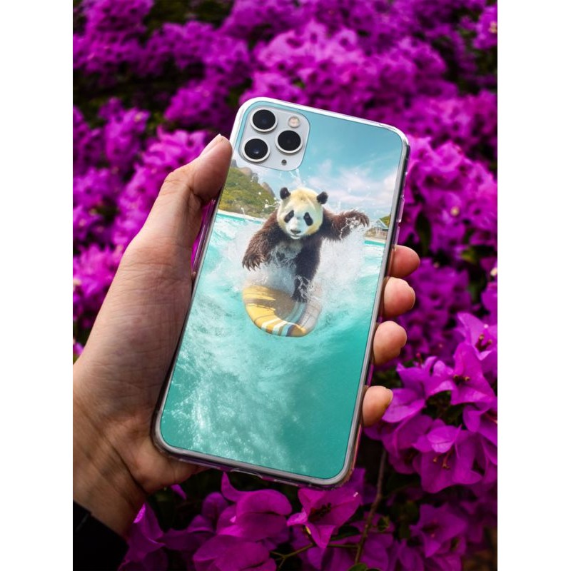 Coque Panda surf en gel pour iPhone 15 Pro