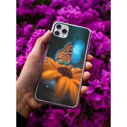 Coque Fleur papillon en gel pour iPhone 15 Pro