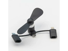 Mini Ventilateur USB 3 en 1 Noir - Compatible Smartphone, iPhone, Android | Phone-Boutique.com