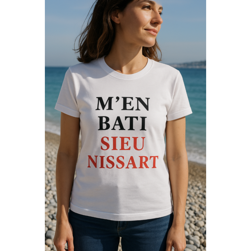 Tee-shirt niçois M'en bati sieu nissart Femme Taille L Tee-shirt niçois M'en bati sieu nissart Femme Taille L