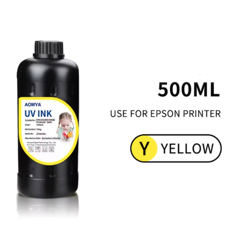 Encre UV Jaune 500ml – Impression UV et UV DTF haute qualité Encre UV Jaune 500ml – Impression UV et UV DTF haute qualité