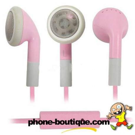 Ecouteurs rose pour téléphones et lecteur multimedia